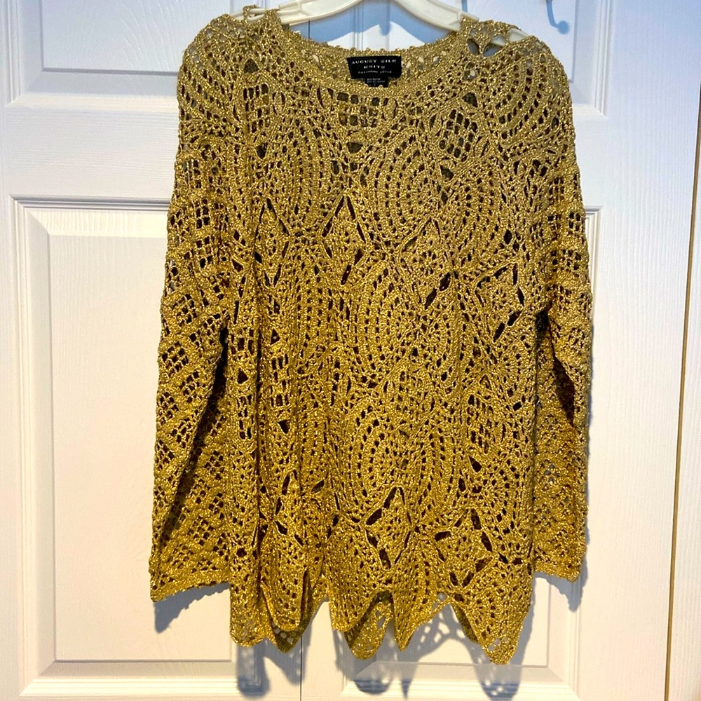 Vintage August Silk Knits Catharine Lover Metallic Gold Tunic